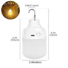 Lanterne de camping LED rechargeable, lumière de tente portable multifonctionnelle, ampoule LED d'urgence avec chargement USB, idéale pour les pannes de courant, le camping sous tente, la pêche. Ampoule extérieure rechargeable USB avec différents niveaux de luminosité pour les vendeurs, les urgences, les marchés de nuit, le camping et l'élevage. Portable et pratique pour remplacer les ampoules.