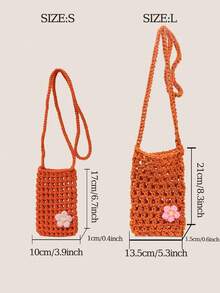 1 件可爱休闲清新镂空纯色钩针迷你手机包,轻便可折叠,饰有小花,女士度假斜挎包,适合度假、日常通勤、休闲购物和时尚服饰搭配,与钩针套装完美搭配,度假必备,可爱风。 - 彩色 - 查看 13