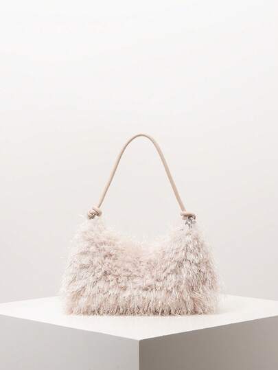 Solid Color Fluffy Soft Candy Color Crossbody Bag, Y2K Style Women's Shoulder Bag For Autumn, Girls' Vacation Travel Bag, Cute Charming Clutch Bag For Winter, Hobo Bag, New Plush Bag For Women