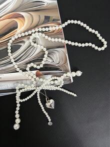 1 Peça Corrente Decorativa para Calça em Formato de Coração Falso Pérola Estilosa de Camada Única, Verão, Escola, Outono, Halloween