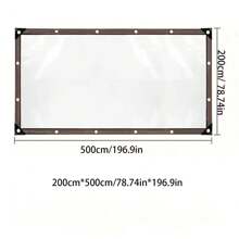 1pc Heavy Duty Transparent Vinyl Tarp - Waterproof & Windproof, With Extra Grommets And Ropes, Suitable For Outdoor Use - Great For Patio, Porch Canopy, Plant Cover And Camping
