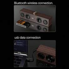 C02 Retro Wooden Speaker Dual-Mode Wired + Bluetooth Wireless Connection Wooden Box Enhanced Bass Lenovo Ingenious Wooden Craft Universal Player For Computer, Mobile Phone And Tablet - Wood Grain Color - View 6