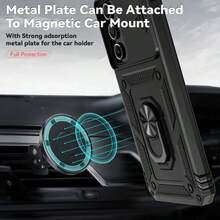 适用于三星 Galaxy A55 A36 A26 A16 A54 A34 A14 A15 A05 5G 手机壳，带滑动摄像头盖和内置 360° 旋转指环支架，磁吸式防震设计，也适用于 Galaxy S25 S24 S23 S22 S21 S20 Plus Ultra FE，国际版，非国内版。 - 黑色 - 查看 4