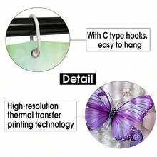 Bộ 4 rèm tắm hình bướm tím mộng mơ, quà tặng trang trí nhà mới tuyệt đẹp cho ngôi nhà hiện đại. Bộ rèm tắm và thảm chùi chân chống thấm nước ba món kèm 12 móc treo rèm tắm. Trang trí phòng tắm - Nhiều màu - Xem 5