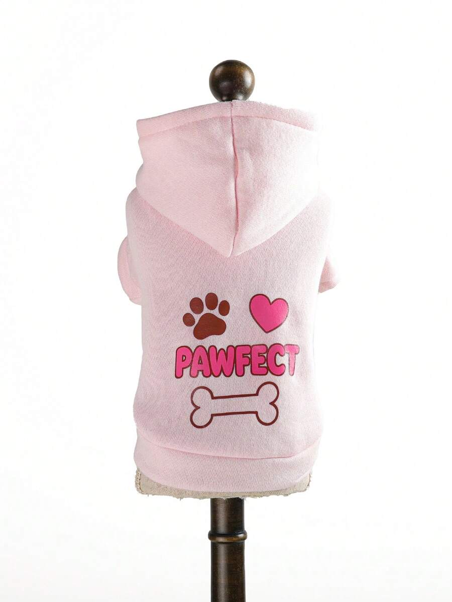 1 件宠物服装，狗/猫服装，适合小型犬的可爱服装，温暖舒适的纯色连帽衫 - 粉色 + 贴花装饰