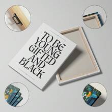 1pc Black Excellence Wall Art Picture Quotes Graduate Prints Canvas Paintings Typography Posters Black Art Decor For Bedroom, Living Room, Or Apartment Wall Decor Gift For Her Unframed Or Framed - Multicolor - View 2