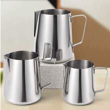 1 件不锈钢牛奶起泡壶，适用于卡布奇诺、拿铁艺术、浓缩咖啡的牛奶起泡器 - 非常适合牛奶起泡和咖啡装饰，适合家庭或咖啡馆使用 - 銀色 - 查看 2