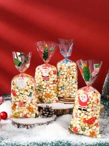 25/50 Stücke Weihnachtsgeschenktüten mit goldenem Bindedraht, Weihnachtsmann Schneeflocken Muster Geschenkverpackungstüten aus klarem Plastik, Fröhliche Weihnachten Party Geschenktüten Dekorationen, Geschenkverpackungszubehör, Kleine Geschenktüten für Weihnachtsfamilientreffen, Weihnachtsküchen Verpackungszubehör, Kleine Verkaufstüten für Weihnachtseinkäufe, 2026 Neujahr Dekoration, Weihnachtsdekoration, Weihnachtsgeschenke, Partybevorzugungen