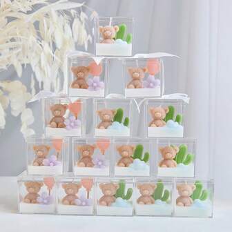 A 2.16in/2.44in/3.22in Heart-Shaped Rose Bear Scented Candle, Available In Multiple Sizes And Colors, With Cute Decorations, High-End Birthday And Commemorative Gifts, Gift Box Sets, Wedding Souvenirs, Romantic Home Atmosphere Decorations, Wedding Season, Valentine's Day Gifts, Birthday Candles, Women's Gifts, Autumn And Winter Gifts, Christmas Gifts, Room Decorations