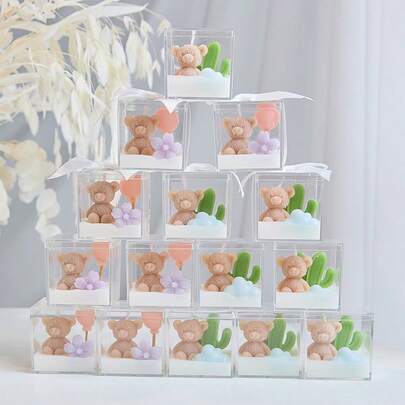 A 2.16in/2.44in/3.22in Heart-Shaped Rose Bear Scented Candle, Available In Multiple Sizes And Colors, With Cute Decorations, High-End Birthday And Commemorative Gifts, Gift Box Sets, Wedding Souvenirs, Romantic Home Atmosphere Decorations, Wedding Season, Valentine's Day Gifts, Birthday Candles, Women's Gifts, Autumn And Winter Gifts, Christmas Gifts, Room Decorations