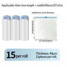 3 rolki/5 rolek w opakowaniu, grube worki na żwirek dla kotów, odpowiednie do automatycznej kuwety dla kotów, z uchwytami i ściągaczem, worki na odchody zwierząt; grube worki na żwirek dla kotów, worki na odchody zwierząt do żwirku dla kotów, artykuły dla zwierząt