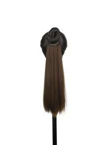 26/34Inch Synthetic Hair Extensions Ponytail Hair Extensions With Rubber Band Natural Long Straight Hair Black Brown DIY Hair Extensions Straight Ponytail Braids Suitable For Women Daily Life And Holiday Party Wear Music Festival - Multicolor - View 24