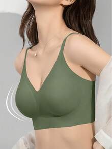 1/2/3/4/5Pcs Women's Push-Up Bra - High Support Wireless Comfort Fit With Removable Pads, Seamless Invisible Design & Adjustable Back Strap, Solid Color For Everyday & Special Occasions, Strapless Push Up Bra, Occasion Lingerie, Sleek Lingerie, Comfortable Fit, Flexible Material - 軍綠色 - 查看 6