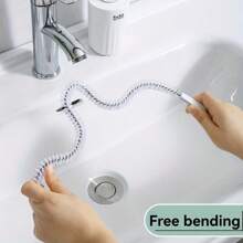 1 件装柔性排水管清洁工具，适用于厨房和浴室的毛发收集器，手动疏通器，塑料水槽过滤器，无需电力，废水管道清洁，轻松清除毛发和碎屑