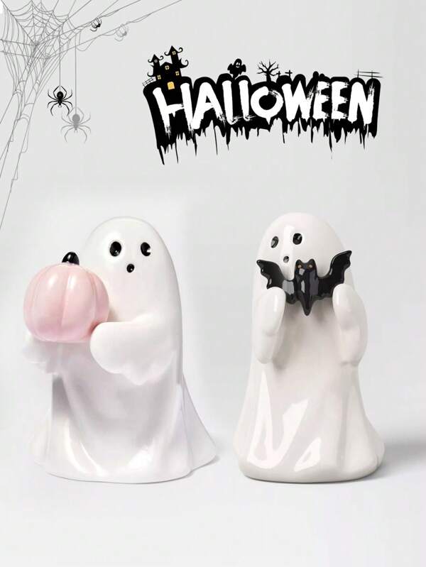 Beautiful Ceramic Ghost Halloween Decoration Statue Target Bat, Ghost Decoration Halloween Party Atmosphere Decorated Resin Crafts Ghost Home Decoration, Holiday Party Dress Up, The Perfect Halloween Gift