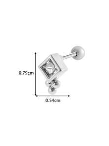 Toppiercing 1 件简约铜锆石心形不锈钢轴时尚百搭耳骨耳环