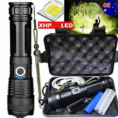 2 X Super Bright Power Flashlight USB Rechargeable Usable Batteries LED Flashlight Zoom Light, 5 Modes Change, Compact And Portable
