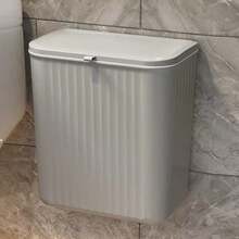 Wall-Mounted Slim Trash Can With Lid, Bathroom & Kitchen Use, Large Size Paper Basket, No Installation Required