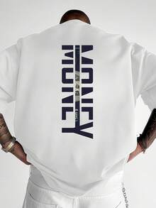 A Men's Short Sleeve-Shirt, Polyester Fabric, Printed With English Patterns, Loose Fit, Fashionable Casual Crew Neck Top, Spring And Summer Outdoor Men's Wear - Röd - Visa 1