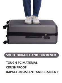 歐洲製造，行李箱學校宿舍必備品大學宿舍必備品學校行李箱旅行箱行李箱耐度假必備手提行李箱旅行箱、輪式行李箱套裝、登機箱，托運箱，四輪行李箱、硬殼拉桿箱、ABS 材質， - 深灰色 - 查看 6