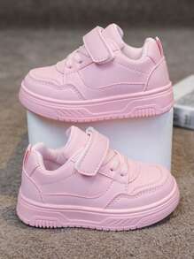 儿童白鞋2025春秋季：男童运动鞋、轻便校鞋、女童休闲一脚蹬鞋、软底婴儿鞋 - 粉色 - 查看 3