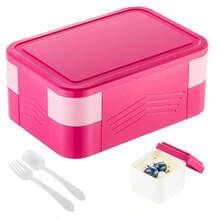1pc 1550ml Lunch Box, Large Capacity Bento Box With 7 Compartments (Double-Layer Design), Lunch Food Container With Cutlery, Sauce Jar, Microwave & Dishwasher Friendly, Suitable For Adult Men And Women, School, Camping, Food Storage, Restaurants, Back To School Gifts, Kitchen, Christmas Gifts - Multicolor - View 9