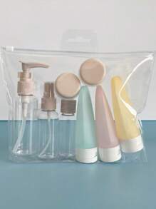 11 件套 2 个 71 盎司便携式可再填充瓶旅行套装洗漱用品沐浴和清洁独立瓶 - 彩色 - 查看 6