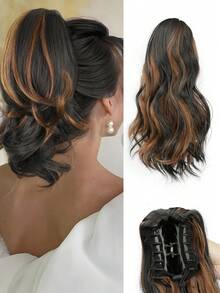 Ponytail Extension - Clip In Ponytail Hair Extensions, Curly Wavy Pony Tails Hair Extensions, Synthetic Claw Clip Ponytail Extension For Women ﻿ - Multicolor - View 11