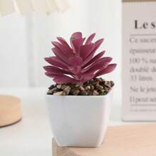 1件/4件仿真迷你多肉植绒迷你方形盆栽家居装饰室内阳台精美多肉盆栽-家居客厅、房间餐桌中心迷你盆栽装饰摆件