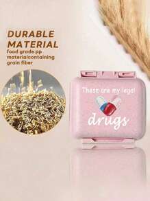 6-Compartment Portable Mini Pill Box, Pink Small Medicine Box Printed With "Medicine" Letter, Can Store 6-Day Medication, Travel Pill Case, 6-Grid Compact Pill Organizer, Daily Vitamin Box, Pocket/Wallet Sized, Letter ID Hanging Storage Box For Earrings, Rings, Jewelry, Household & Travel Essential - Pink - View 7