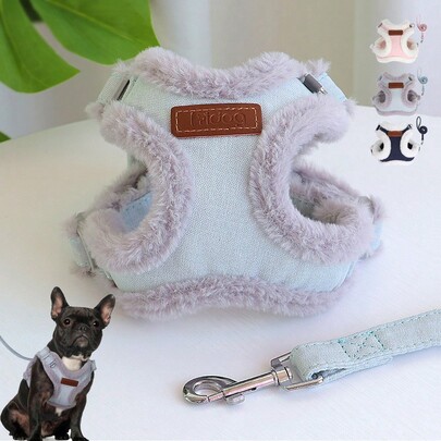 Conjunto de arnés y correa para perro de unicolor casual con forro térmico para otoño/invierno