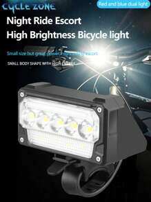 5 LED Super Bright Bicycle Front Light With Battery Level Display, 5 Intelligent Modes, Sensing White/Red/Blue Flashing Lights, Adjustable High/Low Beam, Rechargeable, Suitable For Night Cycling And Illumination - Multicolor - View 3