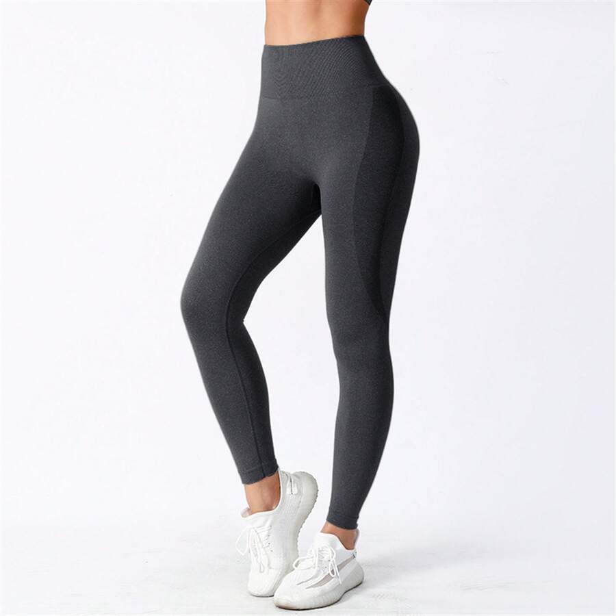 Sport Leggings Women High Waisted Seamless Slim Tummy Control Butt Lift Running Yoga Exercise Casual - 深灰色 - 查看 1