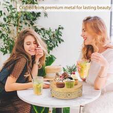 3pcss Golden 3-Tier Metal Cake Stand - Cake Stand Set Wedding, Dessert Table Decor, 3pcs Combination, Iron Art, Elegant And Decorative - Gold - View 2