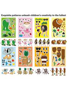 8Sheets New Italian Brainrot AI Animals Make A Fece Puzzle Sticker Funny Tungtungtung Sahur Notebook Laptop Guitar Skateboard Phone Decor Stickers