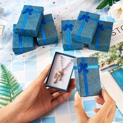 1/6 Pcs Ring Jewelry Box Jewelry Gift Box Necklace Jewelry Display Box With Lid Bow Suitable For Easter Mother's Day Valentine's Day Wedding Jewelry Gift Packaging