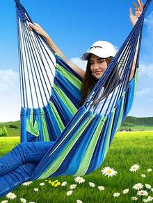 1pc Hammock Chair Swing Seat, Sturdy Hanging Chair Hammock - Blue - View 2