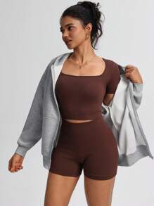 TCVC 女士休闲拉链连帽衫，舒适针织面料，宽松长袖，适合室内/室外瑜伽和休闲活动，秋冬季