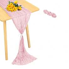 Camino de mesa de gasa navideño de 10 pies, 5 paquetes de 35x120 pulgadas, camino de mesa de gasa para recepción de bodas, fiesta de cumpleaños bohemia, decoración de mesa rústica y romántica para bodas - Multicolor - Ver 24