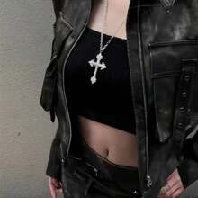 Collar con colgante de Jesús en cruz de estilo vintage para mujer, cadena retro punk gótica para la clavícula, joyería estética para fiestas y regalos