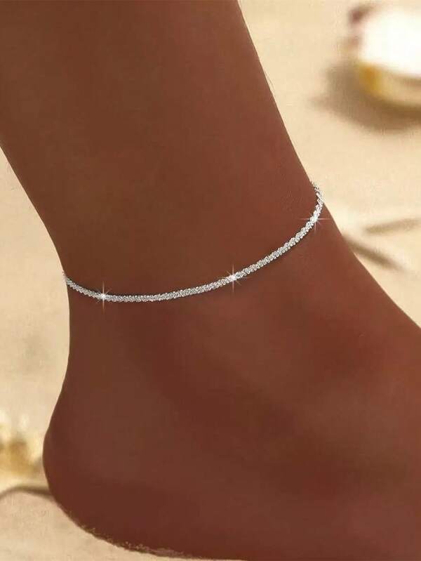 1 pieza Elegante y elegante tobillera minimalista de acero inoxidable con cadena retorcida con estrella brillante para mujeres, adecuada para madre, amante, hermana y regalo de cumpleaños, hipoalergénica, no se desvanece, para uso diario