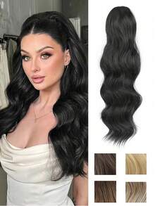 Ponytail Extension 22inch Long Curly Wavy Drawstring Ponytail Hair Breathable Hair Net Increase Comfort Made Of Synthetic Fiber Suitable For Women Daily Or Party Use