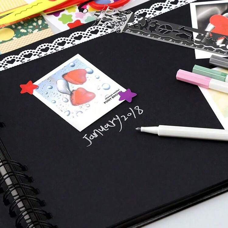 1本牛皮纸剪贴簿相册，适用于婚礼宾客签名册、周年纪念册、礼物、毕业纪念册、家庭DIY剪贴簿、手工纸DIY、圣诞节、感恩节、新年礼物 - 卡其色 - 查看 4