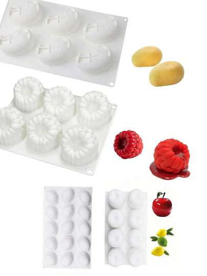 Apple Lemon Raspberry Silicone Mold, Used For Baking Mousse Cakes, Desserts, Pastry Chocolates, Fruit Pudding, Jelly, Ice Cream, Christmas Cake Decoration Molds, Non Stick And Easy To Demold