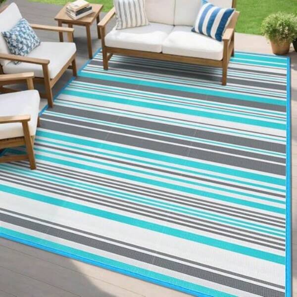 Outdoor Patio Rug Waterproof Camping Outdoor Plastic Straw Rug Area Carpet  For Outside Porch RV Camper Picnic Balcony Backyard Patio Decor