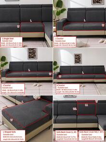 1 件弹力沙发套，防滑全覆盖沙发座套，4 季通用沙发垫套，毛绒布艺加厚沙发毯，可机洗，防尘，宠物友好，装饰性沙发保护套，可调节，适用于转角沙发、卧室、办公室、客厅、L 型沙发和 1/2/3/4 座 - 深灰色 - 查看 5