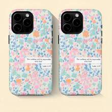 Colorful Small Floral Scripture Two-In-One Matte Texture Phone Case Suitable For Compatible With Iphone17,16, 15, 14, 13, 12, 11, PRO MAX,PLUS,As Well As , Galaxy S21/22/23/24/25 Ultra/FE+,NOTE20 Ultra,A71/56/55/54/53/52/36/34/26/25/23/16/15/14/13/06 - 彩色 - 查看 5