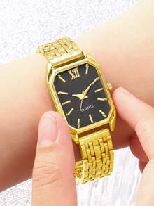 6pcs/Set Luxury Women's Business Quartz Watch With Square Chain Bracelet & Jewelry Set