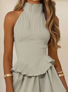 Women's Sexy Backless Tie-Up Corset Dress,Romantic Pleated Design Stand Collar A Line Dress Party Other Wear Gala Night,For Thanksgiving Day,Christmas Clothing