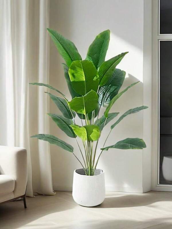 1pc Artificial Tropical Banana Plant,Fake Banana Tree. No Flower Pot.Suitable For Home And Garden Decoration. Very Suitable For Housewarming Celebrations, Festival Celebrations, Photography Backgrounds, Party Decorations, Christmas, Easter, Thanksgiving, Valentine's Day And Other Festive Occasions.